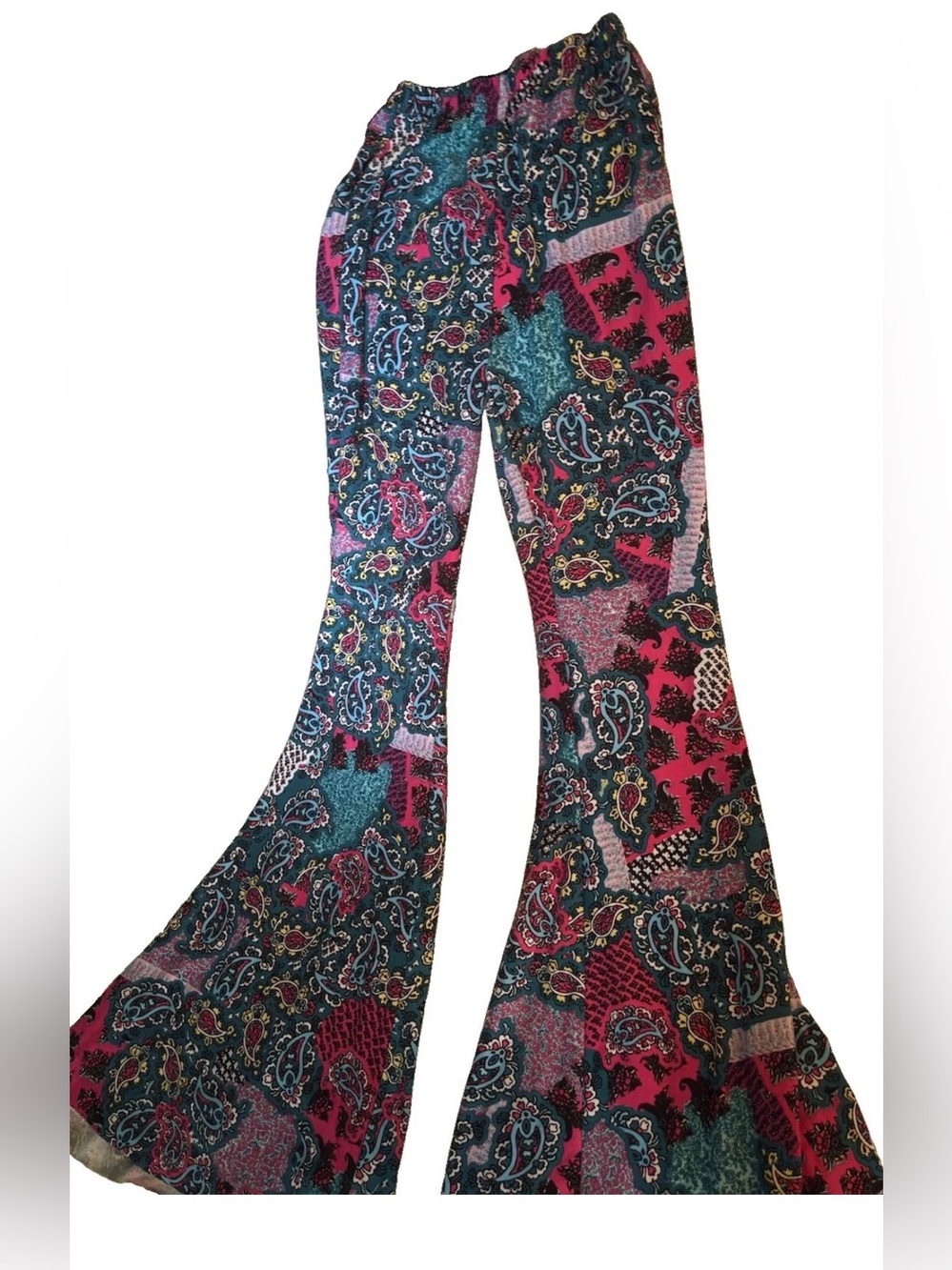 New Look Multicolor Paisley Flare Pants - Teal Pink